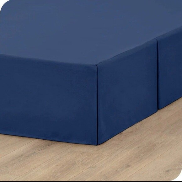 Bare Home Ultra Soft Premium Microfiber Bed Skirt Queen Dark Blue Navy Blue New - Picture 3 of 13